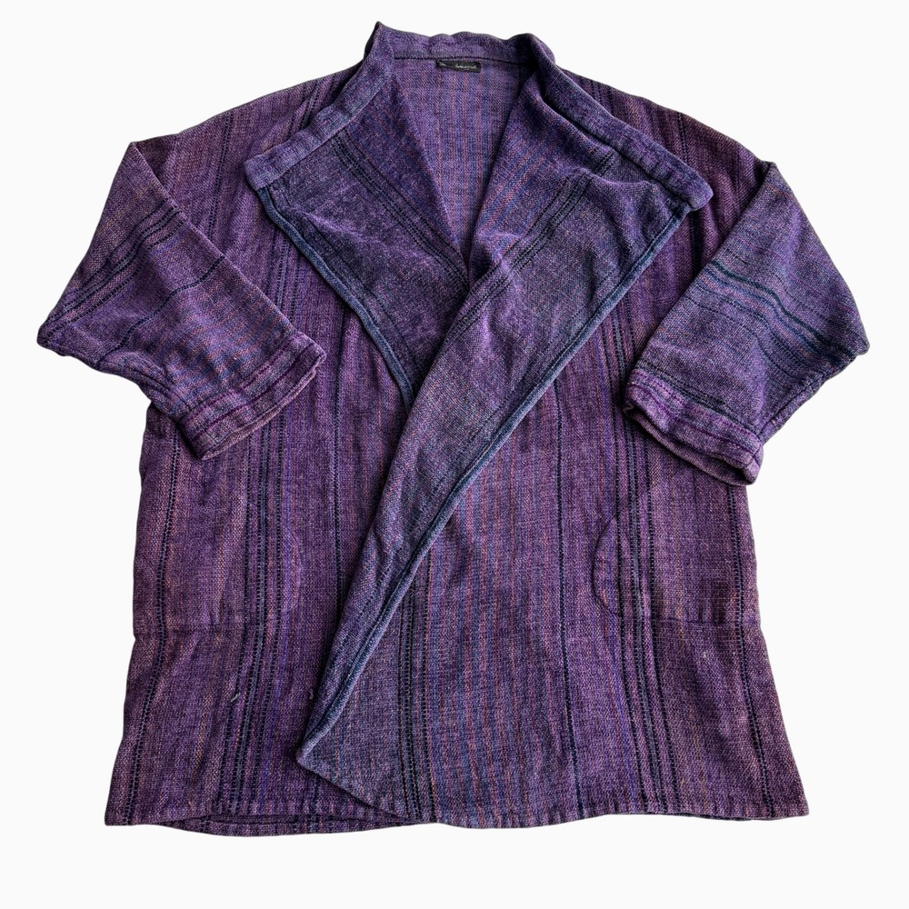 Marcia Hammond Chelsea Vermont Woven Multicolor Chenille Woven‎ Open Cardigan OS